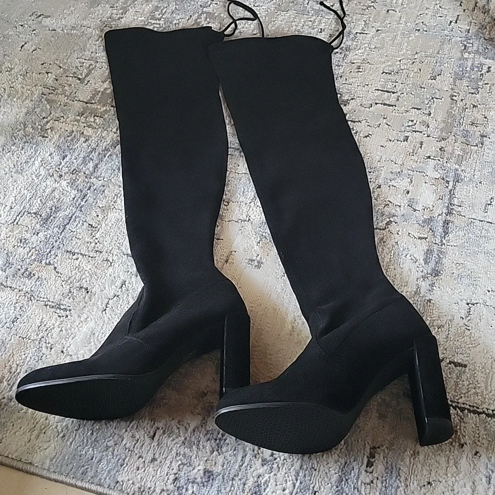 STUART WEITZMAN Black Suede Thigh High Boots Sz 10